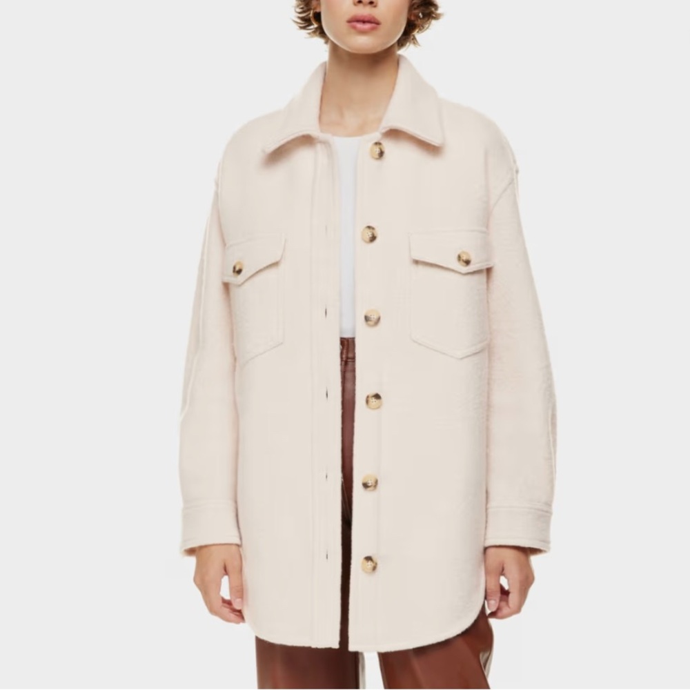 Aritzia Wilfred Free 100% Wool The Ganna Shirt Jacket in Heather Bone Sz 2XS